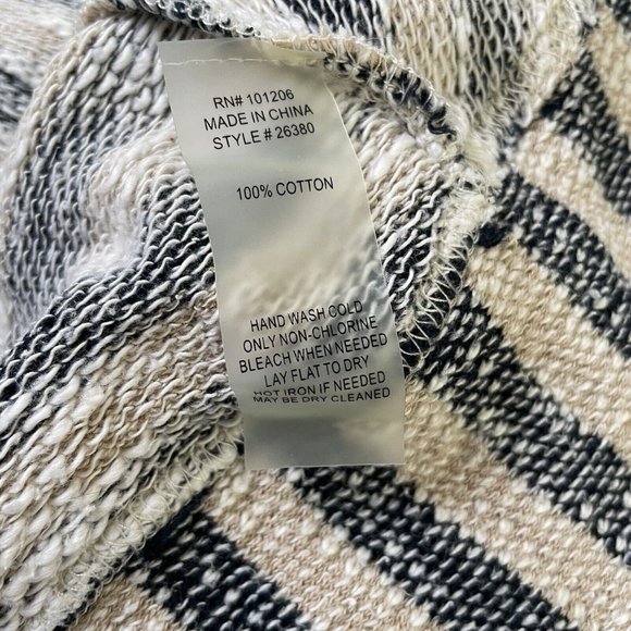 Soft Surroundings Marina Sweater Sz Large Navy Khaki Stripe Pullover Top Flowy - Picture 11 of 14